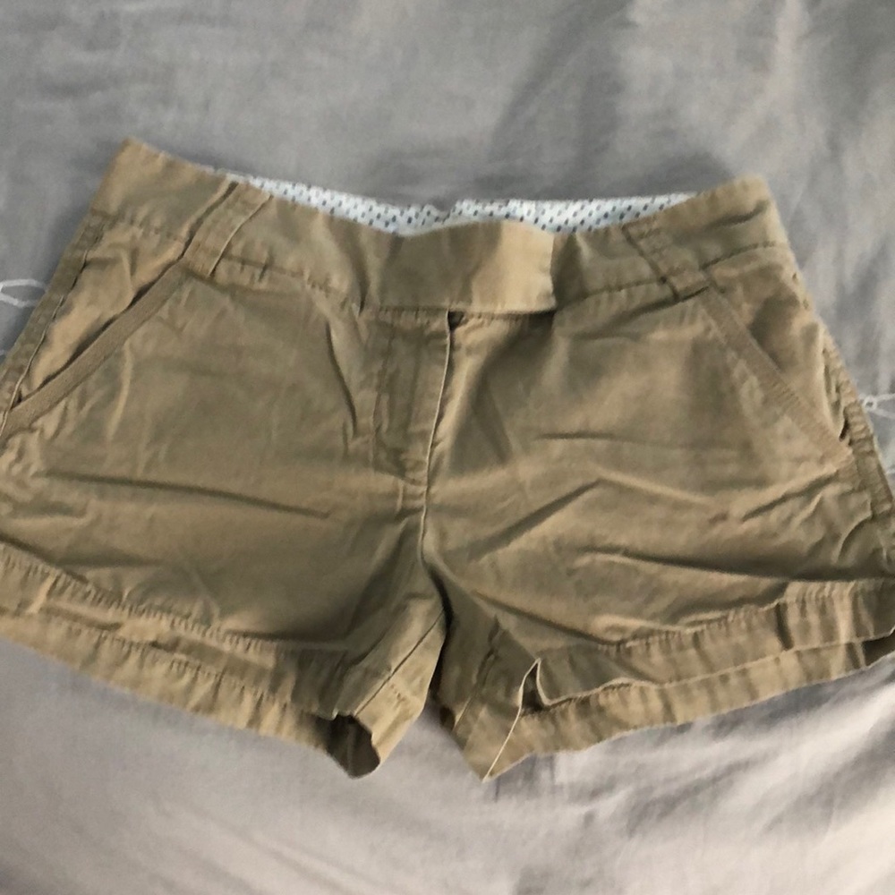 JCrew khaki tab-front shorts